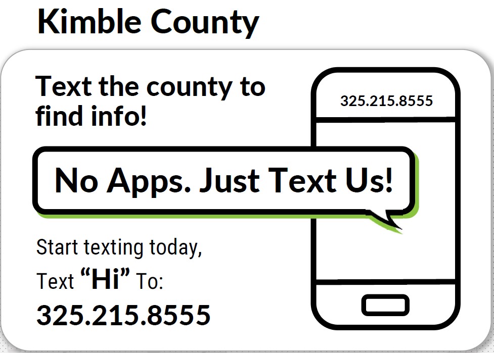 Text "Hi" to (325) 215-8555 to find information